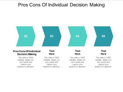 Pros cons of individual decision making ppt powerpoint presentation visual aids files cpb