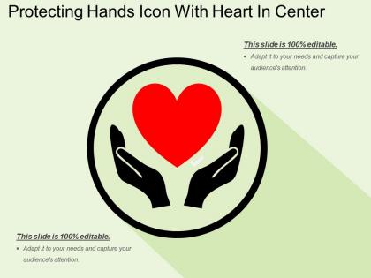 Protecting hands icon with heart in center