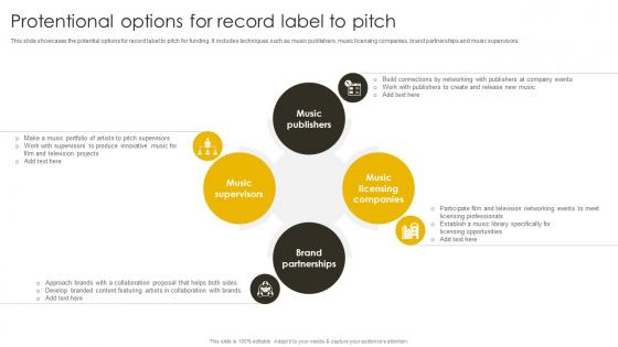 Protentional Options For Record Label To Pitch Revenue Boosting Marketing Plan Strategy SS V