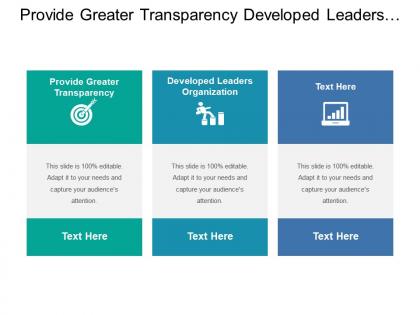 Provide greater transparency developed leaders organization