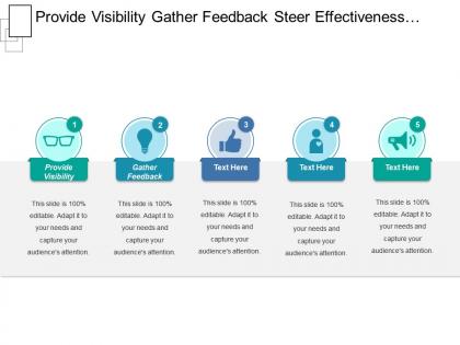 Provide visibility gather feedback steer effectiveness execute actions