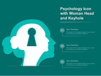 Psychology icon with woman head and keyhole