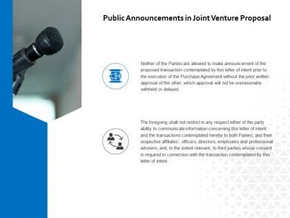 Public announcements in joint venture proposal ppt powerpoint presentation