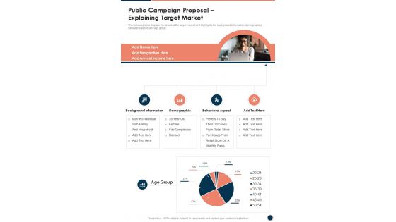 Public Campaign Proposal Explaining Target Market One Pager Sample Example Document