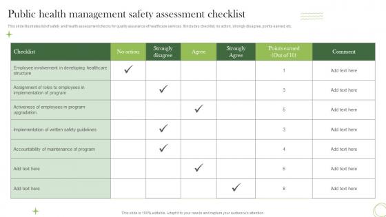 Public Health Management Safety Assessment Checklist