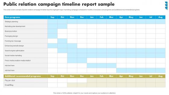 Public Relation Campaign Timeline Report Sample
