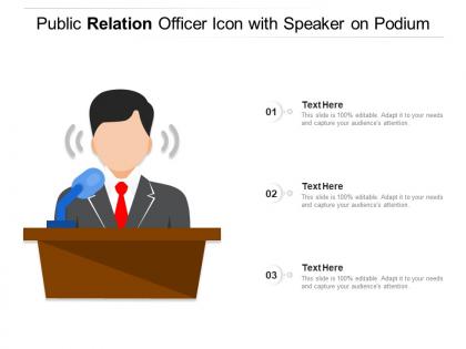 Public relation officer icon with speaker on podium