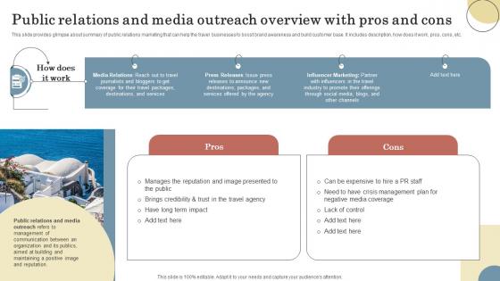 Public Relations And Media Outreach Overview Elevating Sales Revenue With New Travel Company Strategy SS V