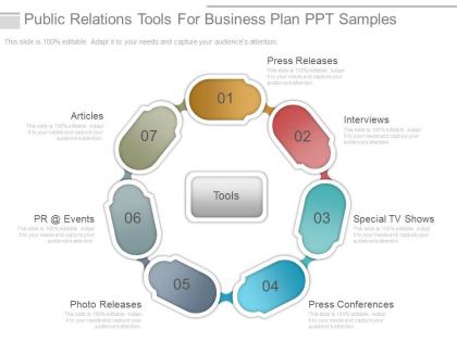 Public relations tools for business plan ppt samples