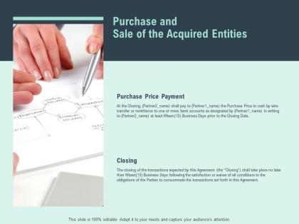 Purchase and sale of the acquired entities price payment  ppt slides