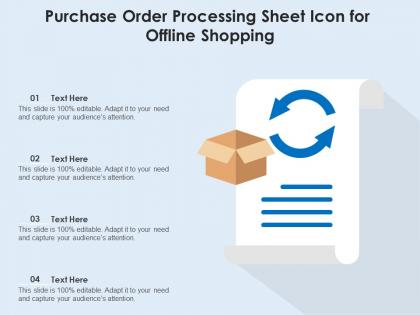 Purchase order processing sheet icon for offline shopping