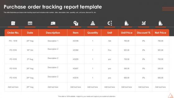 Purchase Order Tracking Report Template
