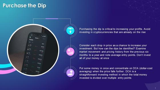 Purchasing The Dips As One Of The Tips For Investing In Cryptocurrency Training Ppt