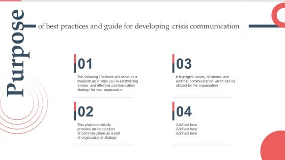 Purpose Of Best Practices And Guide For Developing Crisis Communication