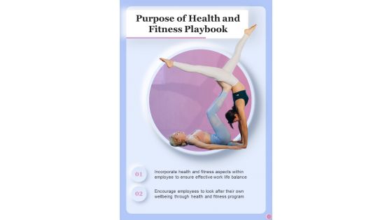 Purpose Of Health And Fitness Playbook One Pager Sample Example Document