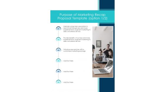 Purpose Of Marketing Recap Proposal Template One Pager Sample Example Document