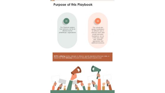 Purpose Of This Playbook One Pager Sample Example Document