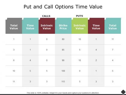 Put and call options time value strike powerpoint presentation ideas inspiration