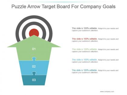 Puzzle arrow target board for company goals ppt summary