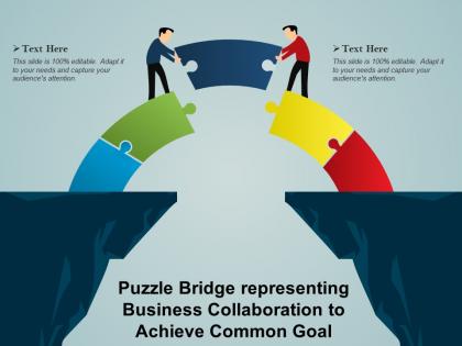 Puzzle bridge representing business collaboration to achieve common goal