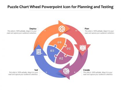 Puzzle chart wheel powerpoint icon for planning and testing