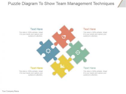 Puzzle diagram to show team management techniques powerpoint slide information