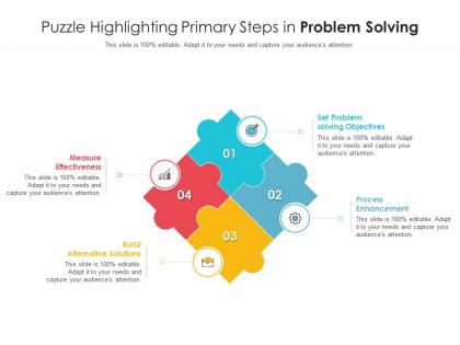 Puzzle highlighting primary steps in problem solving