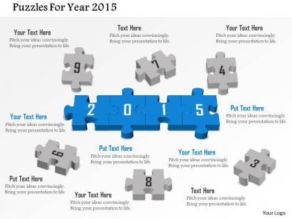 Puzzles for year 2015 powerpoint template
