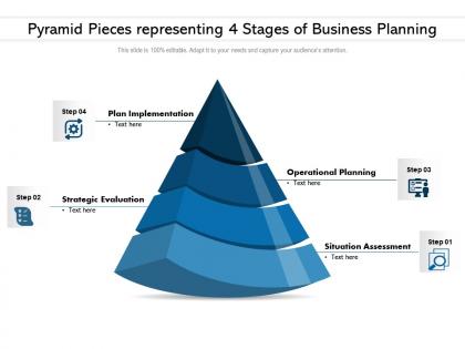 Pyramid pieces representing 4 stages of business planning