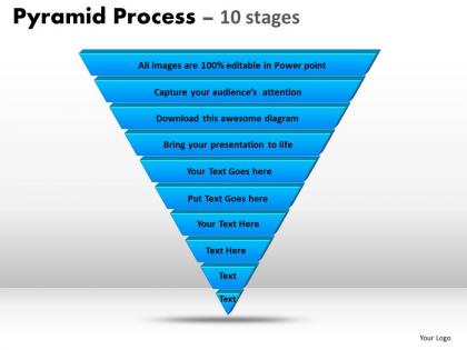 Pyramid process diagram 10 stages powerpoint slides and ppt templates 0412