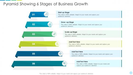 Pyramid showing 6 stages of business growth