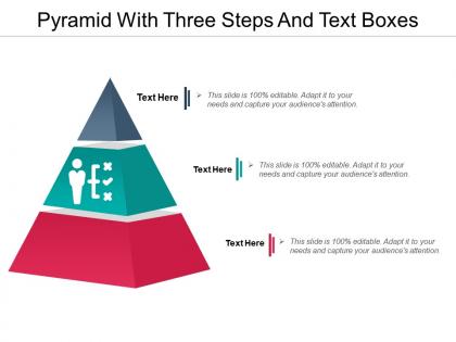 Pyramid with three steps and text boxes