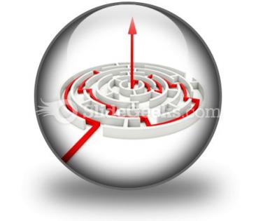 Red path across round labyrinth powerpoint icon c