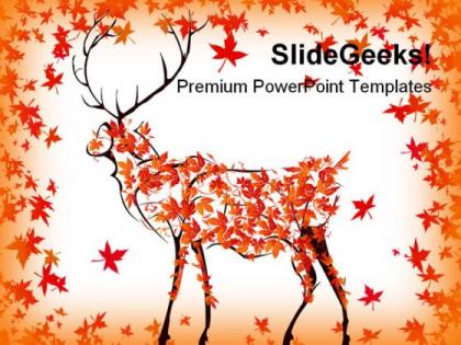 Autumn deer nature powerpoint backgrounds and templates 0111