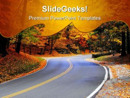 Autumn road nature powerpoint templates and powerpoint backgrounds 0511