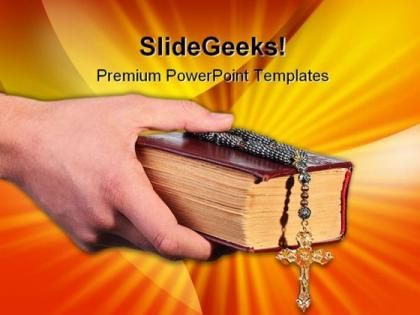 Bible with cross religion powerpoint templates and powerpoint backgrounds 0211