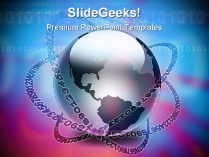 Binary world with code globe powerpoint templates and powerpoint backgrounds 0311