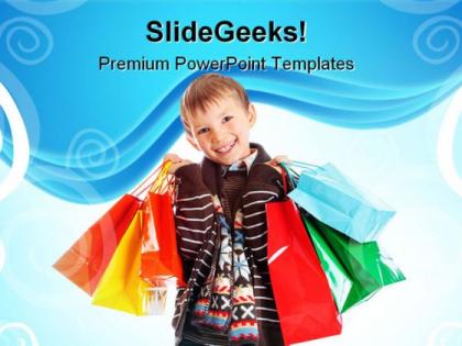 Boy with shopping bags sales powerpoint templates and powerpoint backgrounds 0311