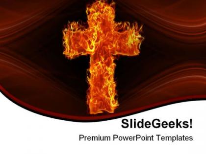 Burning cross religion powerpoint templates and powerpoint backgrounds 0411
