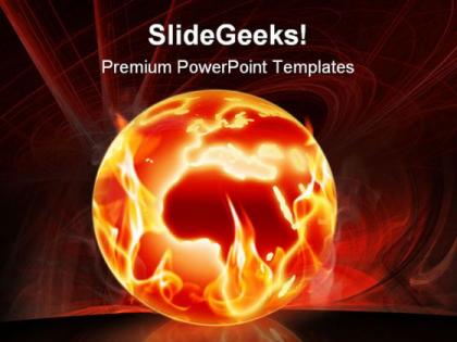 Burning world globe powerpoint templates and powerpoint backgrounds 0411