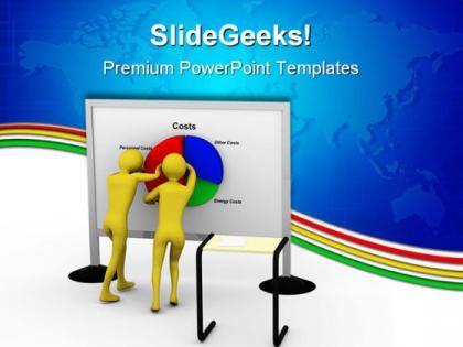 Businessman pushing costs marketing powerpoint templates and powerpoint backgrounds 0511