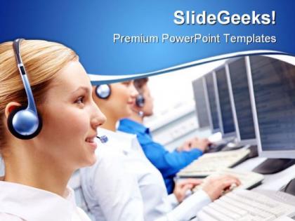 Call center executives business powerpoint templates and powerpoint backgrounds 0511