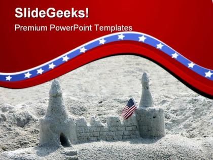 Castle in the sand americana powerpoint templates and powerpoint backgrounds 0611