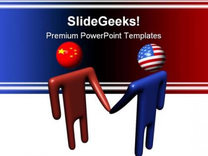 Chinese american meeting handshake powerpoint templates and powerpoint backgrounds 0811