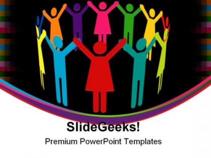 Circle of colourful people teamwork powerpoint templates and powerpoint backgrounds 0411