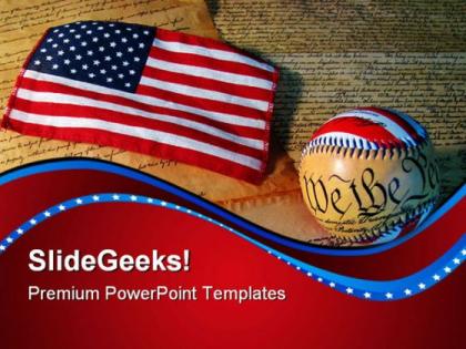 Constitution baseball and flag americana powerpoint templates and powerpoint backgrounds 0611
