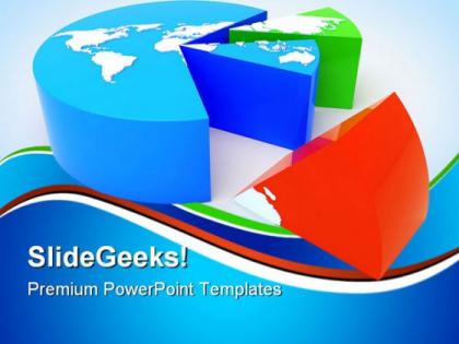Continent pie chart global powerpoint templates and powerpoint backgrounds 0611