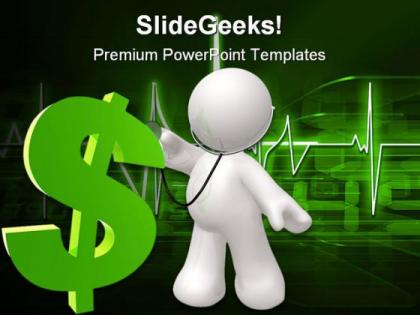 Doctor checking dollar health powerpoint backgrounds and templates 1210