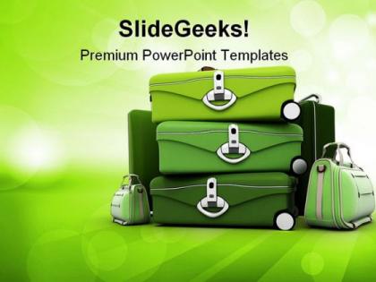 Elegant green baggage holidays powerpoint templates and powerpoint backgrounds 0211