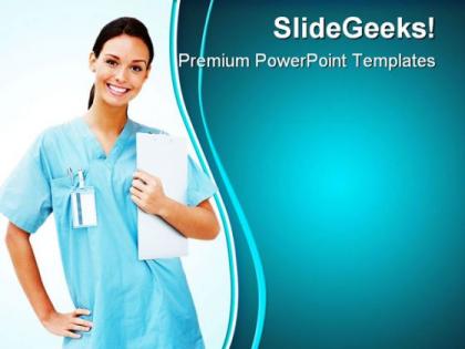 Female doctor smiling medical powerpoint templates and powerpoint backgrounds 0811